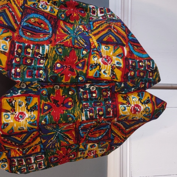 Carolina Colours Artsy Bohemian Chic Vest Women's Sz L Colorful Elements Sequins - Picture 3 of 13